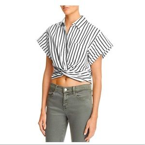 Alexander Wang Striped S/S Cropped Top
